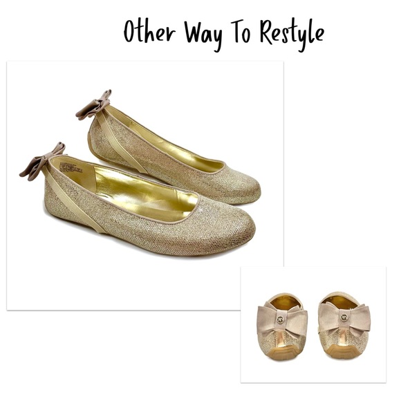 MICHAEL KORS Rove Day Slip-On Ballerina Flats in Champagne KIDS SIZE 5 - Picture 10 of 12